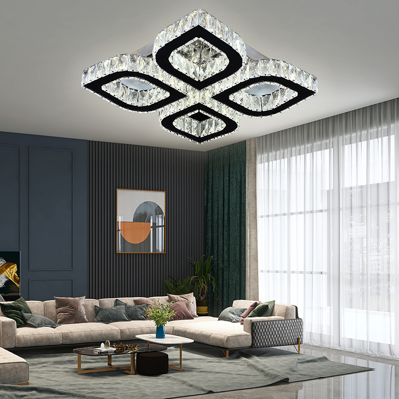 Rectangle Crystal Chandeliers Dining Room Modern Ceiling Light Fixtures Hanging Chandelier Pendant Light Living Room Beautiful Fixture Polished Chrome Finish -YF6C0321-500