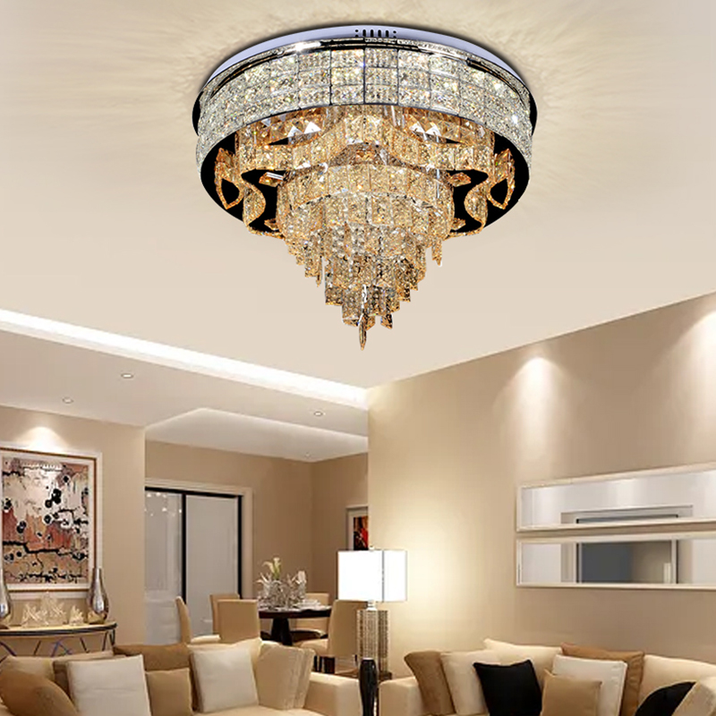 Best Price Modern Crystal Led Ceiling Light 3 colors With Remote For Living Room -YF6C0157