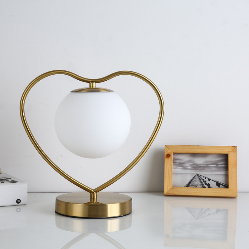 Good quality modern glass indoor lighting led table fixture heart shape desk lamp-YF8T005
